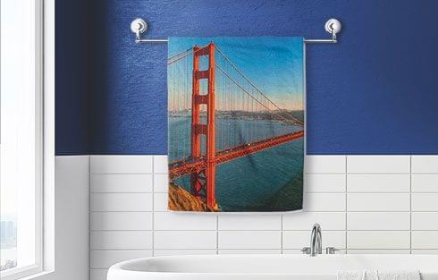 personalised photo towel as bath towel