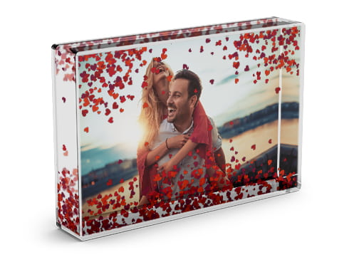 Glitter foto met hartjes