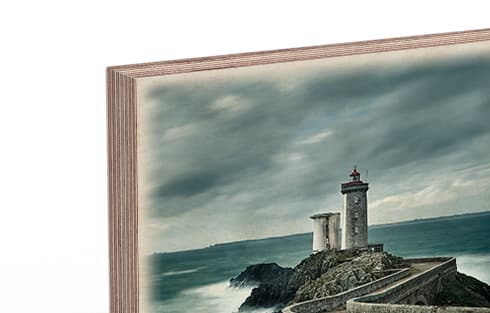 Houten blok met foto in detail