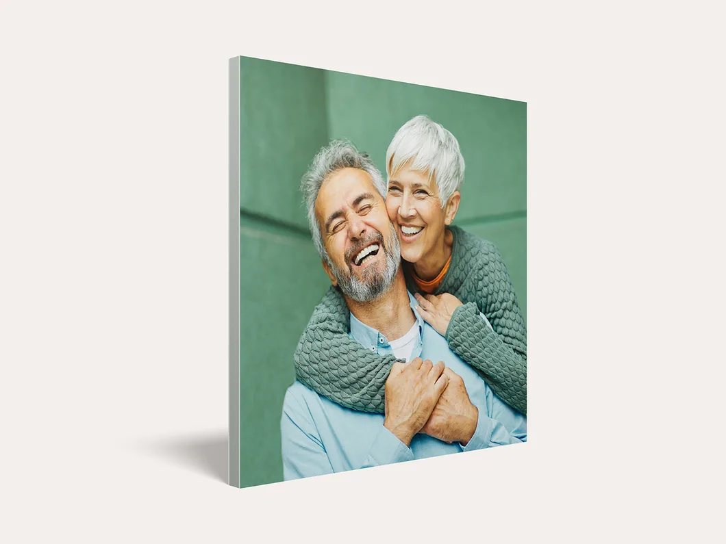 Square MIXPIX photo tile of an older couple, seen at an angle