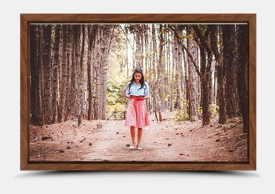 Photo canvas print in a walnut floating premium frame