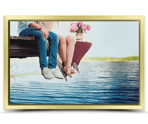 photo on canvas with gold frame 