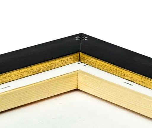 photo on canvas with gold frame back view