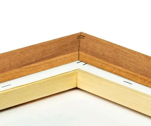 photo on canvas with oak flair frame back view