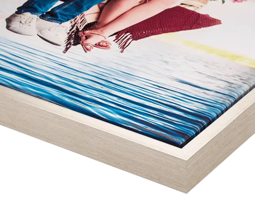 photo on canvas with silver frame detailed view