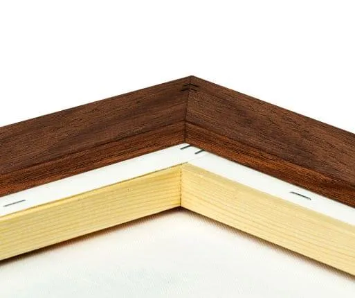 photo on canvas with walnut flair frame back view