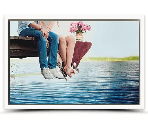 photo on canvas with white frame