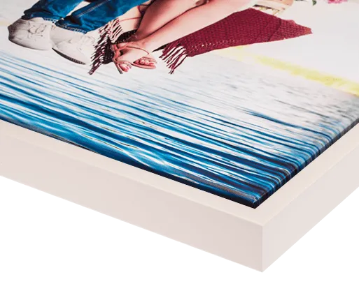 photo on canvas with white frame detailed view