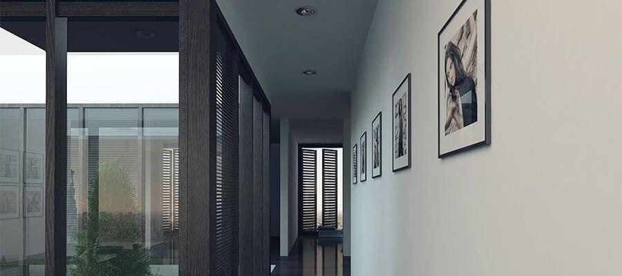 De longs couloirs sont parfaits pour une galerie avec vos photos accrochées.