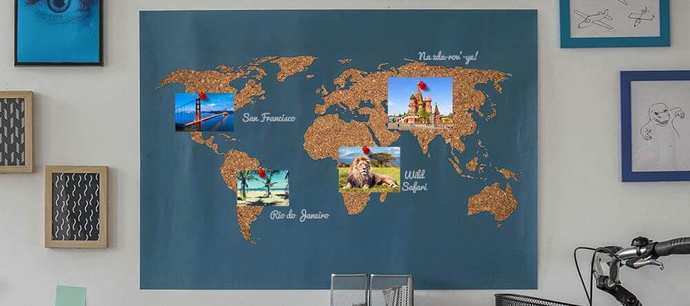 Une place pour vos souvenirs : votre mapemonde punaisable en liège