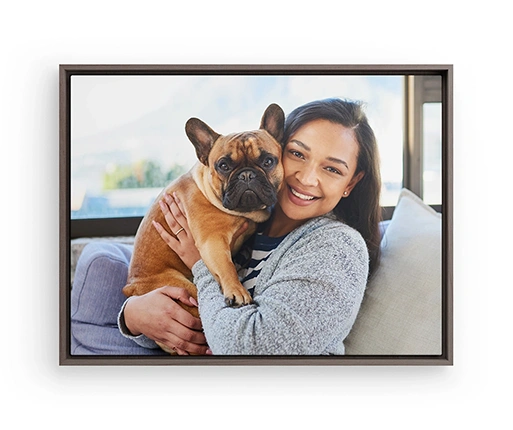 canvas print walnut flair frame front view