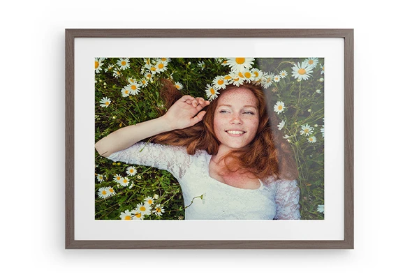 framed prints walnut flair frame front view