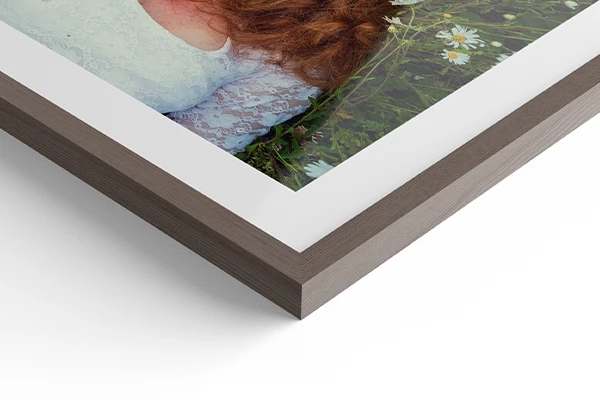 framed prints walnut flair frame detail view