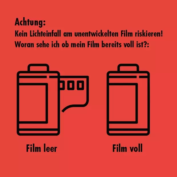 Film zurückspulen und entnehmen