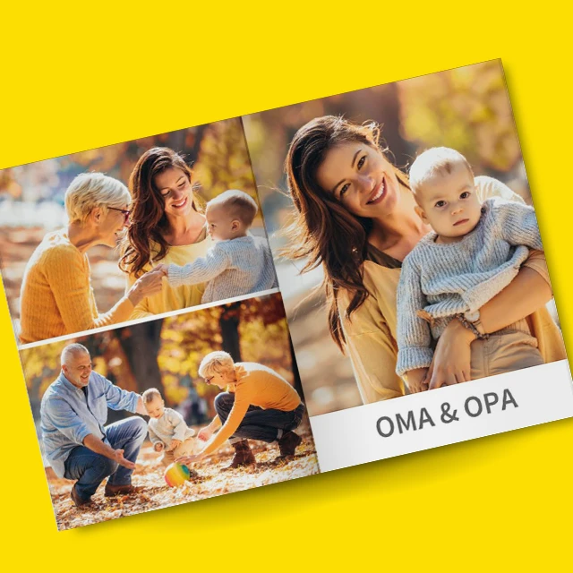 Baby Fotobuch mit Oma und Opa – gemeinsame Familienmomente für Generationen festgehalten.