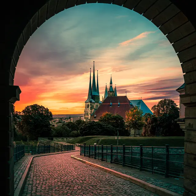 Erfurt bei Sonnenuntergang – Architektur perfekt in Szene gesetzt