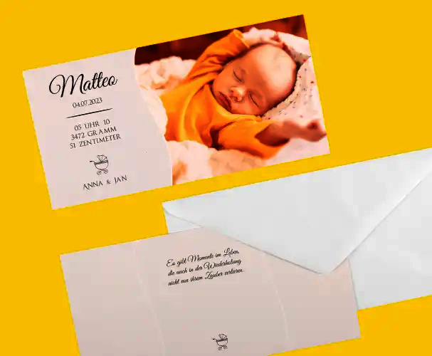 Fotokarte mit Baby-Motiv als personalisiertes Geburtstagsgeschenk von ORWO
