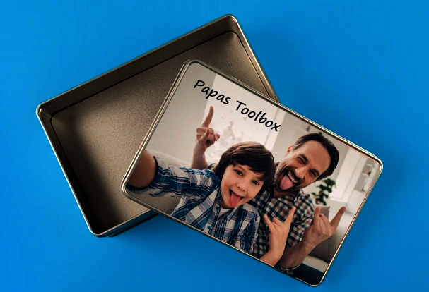 Blechdose mit Foto als kreatives und praktisches Vatertags-Geschenk