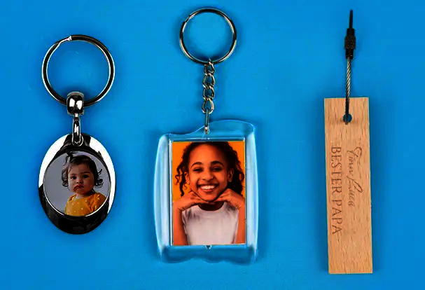 Personalisierter Schlüsselanhänger mit Foto als Vatertags-Geschenk für Papa