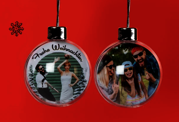 Fotogeschenke Weihnachten – personalisierte Christbaumkugeln mit eigenem Foto