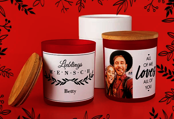 Personalisierte Weihnachtsgeschenke: Duftkerzen im Glas