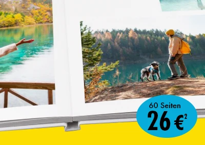 Echtfotobuch mit 60 Seiten zum Aktionspreis von 26 €