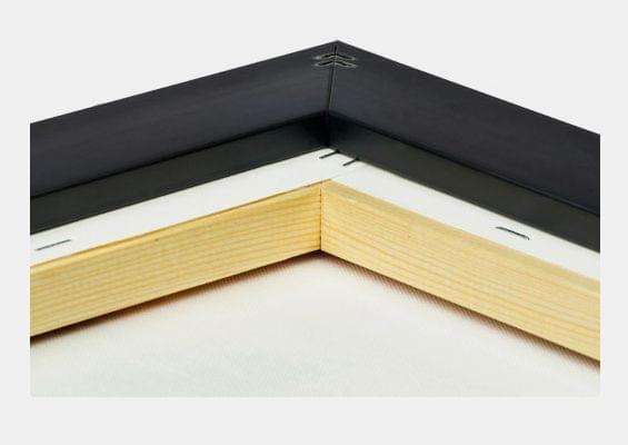 canvas print black-glossy frame closeup back