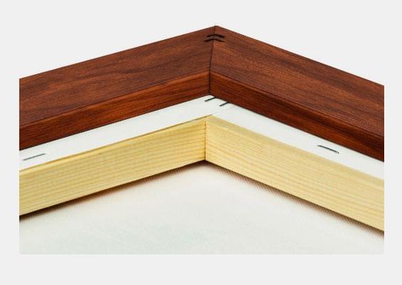 canvas print brown frame closeup back