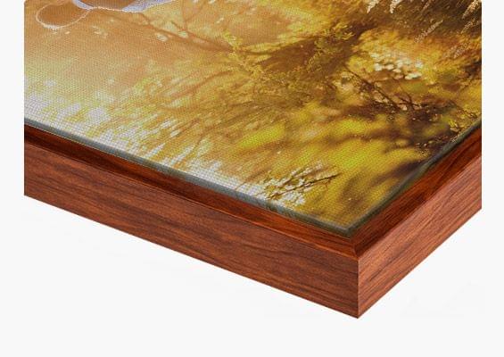 canvas print brown frame closeup front