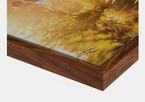 canvas print walnut flair frame closeup front